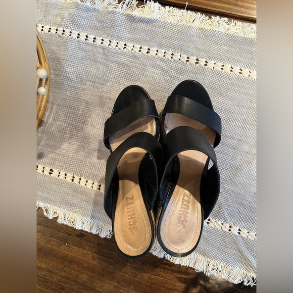 Schutz Black Women's Wedge Sandals with cork heels, size 7.5, summer, GUC - Picture 3 of 6